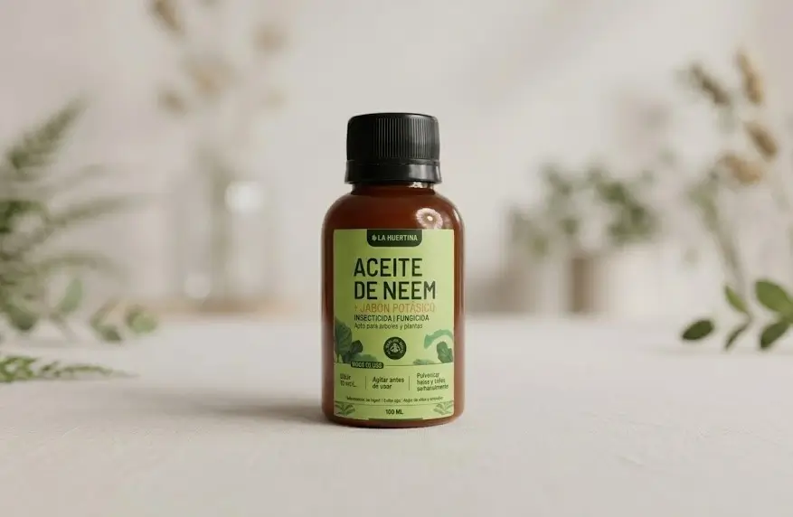 Foto de frasco de jabón potásico y aceite de neem